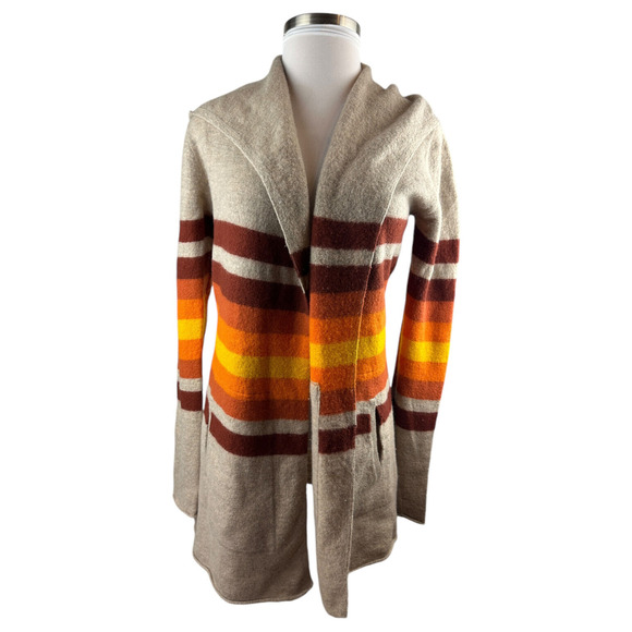 Toad & Co Merino Heartfelt Hoodie Duster Wool Long Open Cardigan Sweater Medium - Picture 4 of 14